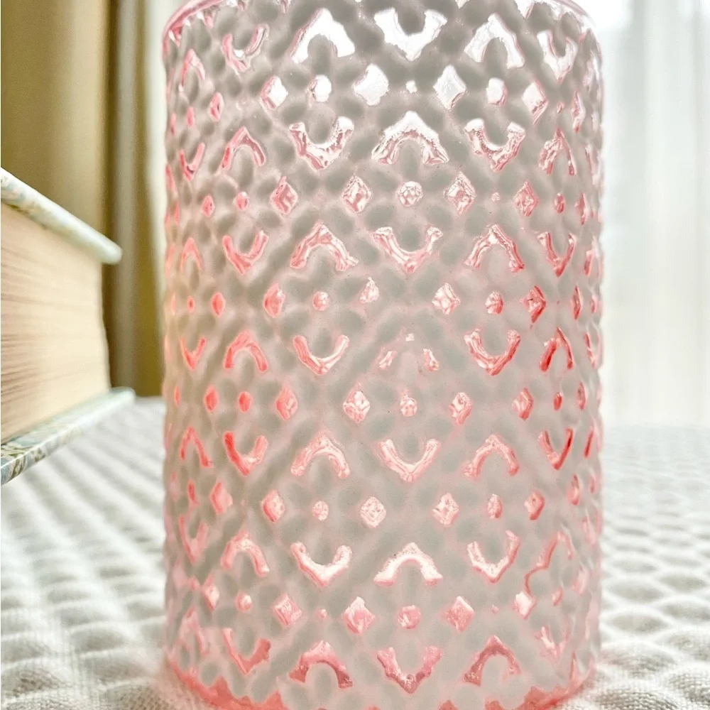 New Pink Cottage Ditsy Floral Glass Votive Tea Light Candle Holder 4” x 3”